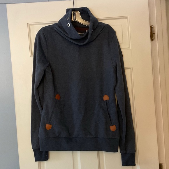 Wanakome Julissa Sweatshirt Navy Blue Womens Size S NWT Cowl High Neck - Picture 3 of 13